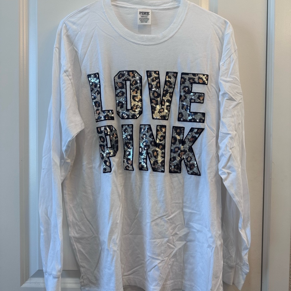 Love Pink White Long Sleeve Shirt